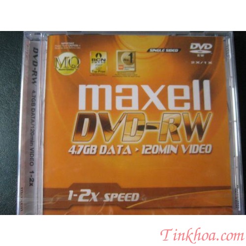 DVD-RW MAXELL 4.7GB 1-2X (ĐĨA TRẮNG GHI XÓA NHIỀU LẦN)